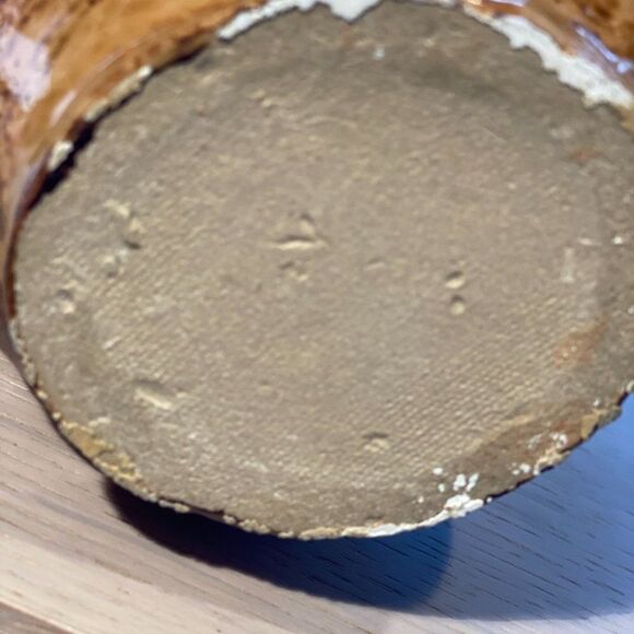 Vintage Handmade Glossy Ceramic Wood Print Vase - Picture 10 of 15